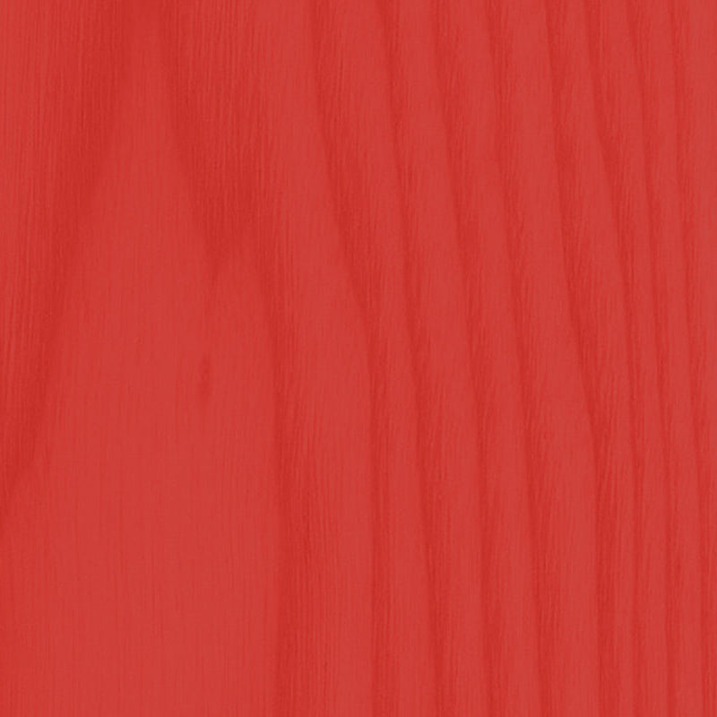 Bright red painted wood with visible wood grain, adding warmth and vibrancy.