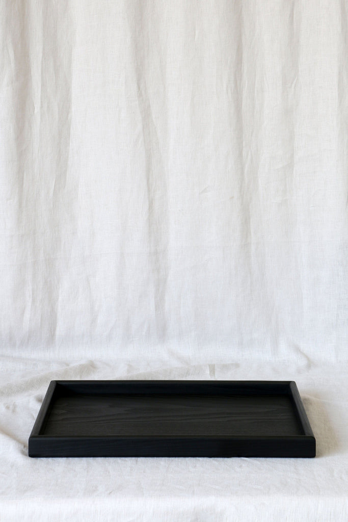 Black 45x35cm wooden serving tray without handles by Martelo and Mo