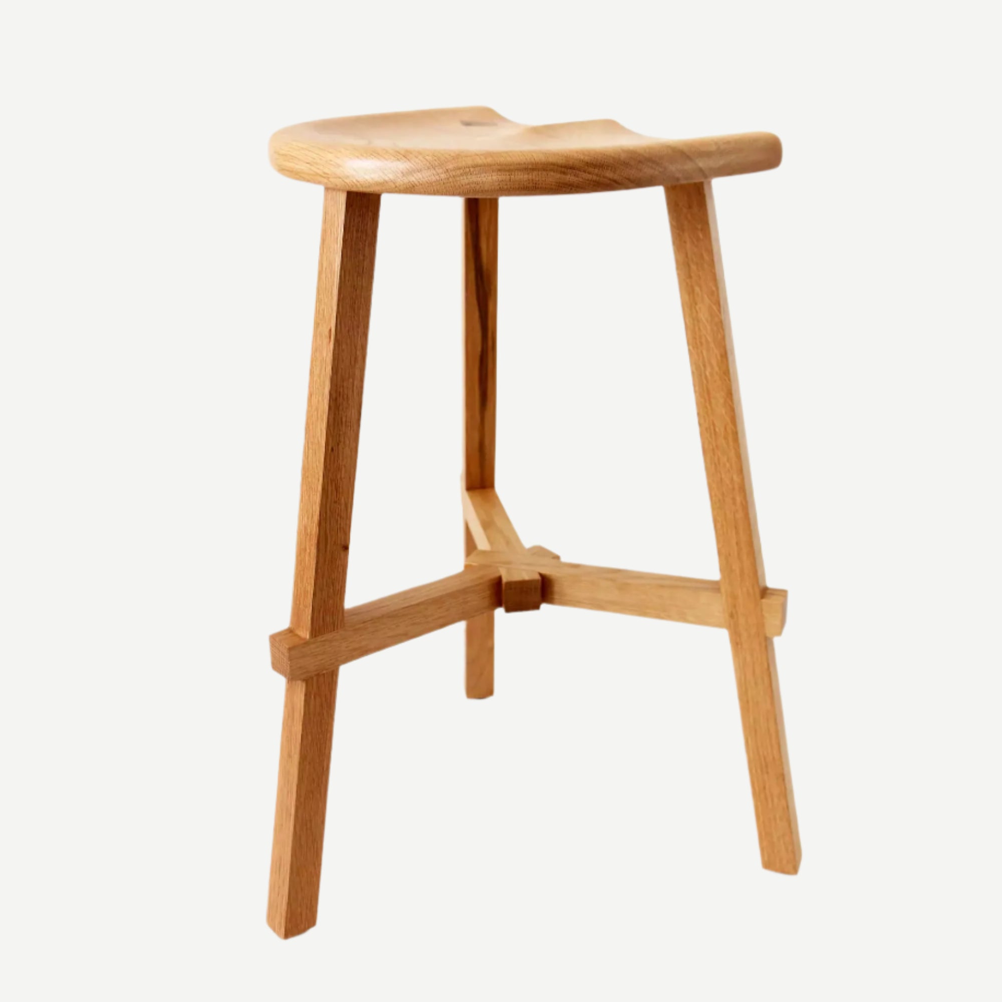 Wooden stool on a white background