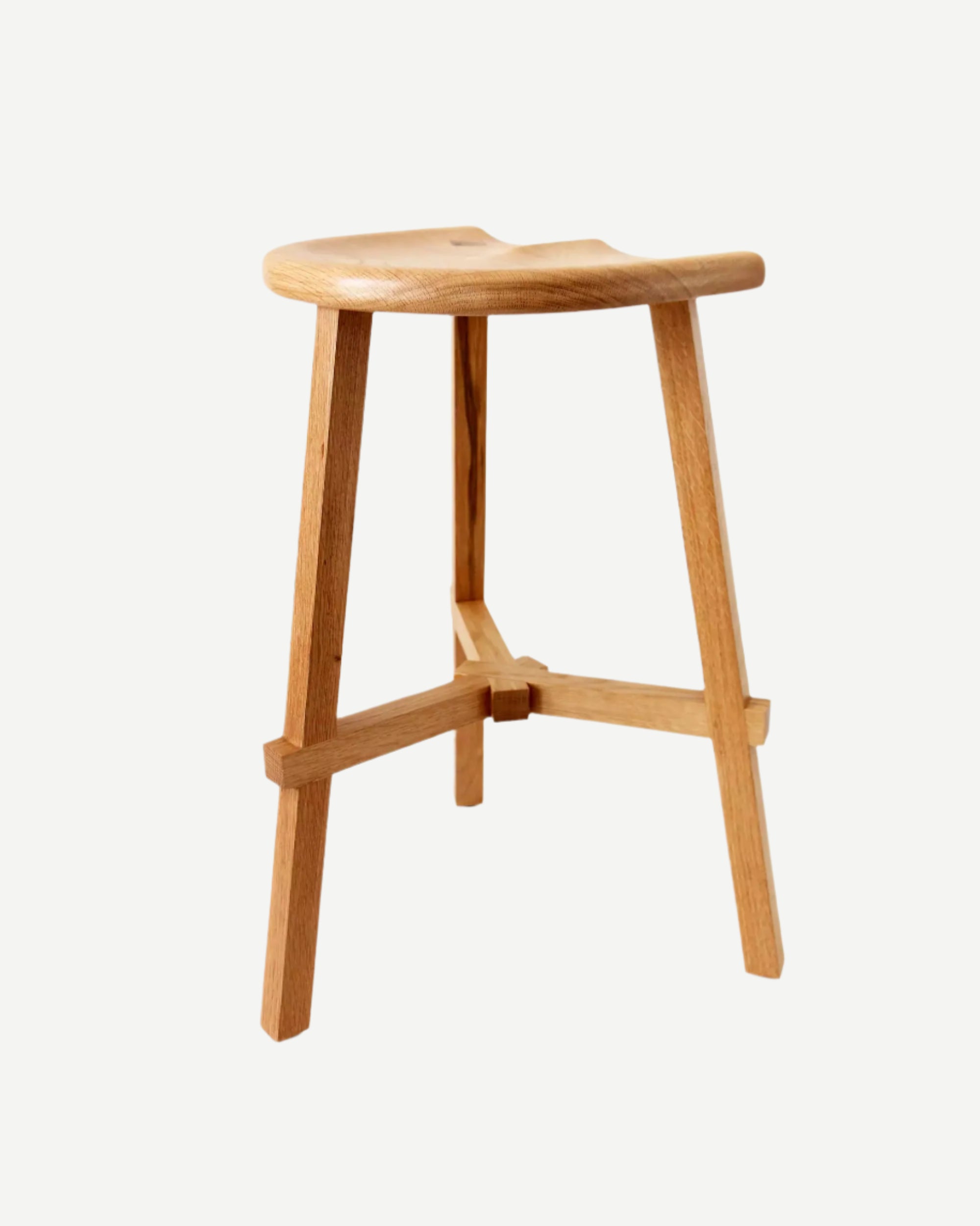 Wooden stool on a white background