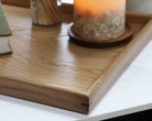 A detailed view of a handcrafted tray, highlighting the wood grain and precise joinery, ideal for a coffee table tray.