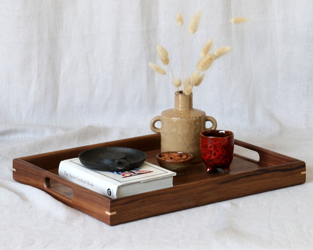 Large Wooden Footstool Tray with Handles - Martelo and Mo